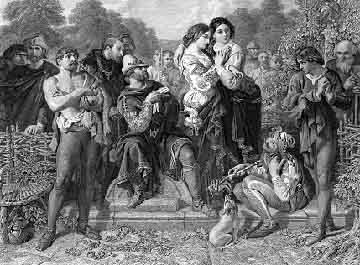 Oil on Canvas
Harris Museum and Art Gallery, Preston, England.Steel Engraving
Approximately 7 x 9.5
By C. W. Sharpe
The engraving is from Charles Knight's two-volume Imperial Edition of
The Works of Shakespere, (London: Virtue and Company, 1873-76).
