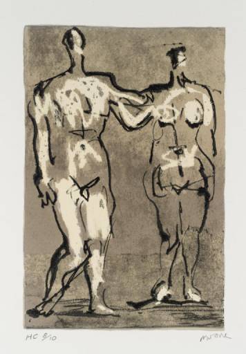 The work illustrated is reproduced by permission of the Henry Moore Foundation
Moore, Henry, OM, CH 1898-1986 
British from Seven Ages of Man (published 1986;)
Man and Woman 1982
Lithograph on paper 
image: 238 x 158 mm
on paper, print
Presented by the Henry Moore Foundation 1986