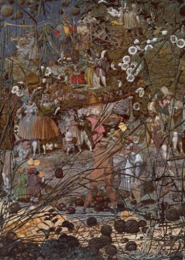 Dadd, Richard 1817-1886 
British The Fairy Feller's Master-Stroke 1855-64
Oil on canvas 
support: 540 x 394 mm
painting
Presented by Siegfried Sassoon in memory of his friend and fellow officer Julian Dadd,
a great-nephew of the artist, and of his two brothers who gave their lives in the First World War 1963