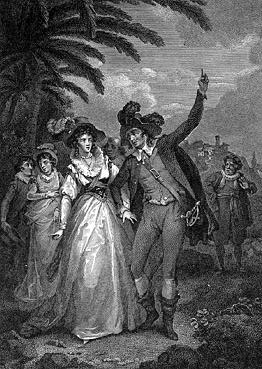 One of the smaller prints from the edition of Boydell's Shakespeare Prints
Edited by George Steevens (1802)
The engraving of Ibbetson's painting was done by I. Taylor.