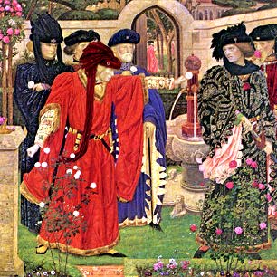 Pen and Watercolour, Gouache, Gold-Leaf and Oil
Approximately 20 x 22.City Museums and Art Gallery, Birmingham, England.