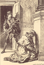 Act III, scene iii. Hamlet comes upon the king at prayer. 1843.