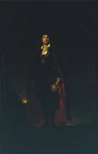 Lawrence, Sir Thomas 1769-1830 
British 
John Philip Kemble as Hamlet 1801
Oil on canvas 
support: 3061 x 1981 mm
painting
Presented by King William IV 1836