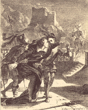 Act I, scene iv. Hamlet sees the ghost of his father. 1835