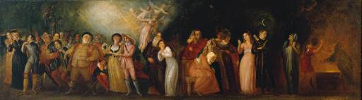 Stothard, Thomas 1755-1834
  British Shakespearean Characters exhibited 1813
  Oil on paper
  support: 267 x 930 mm
  on paper, unique
  Bequeathed by Henry Vaughan 1900